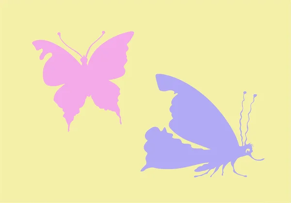 Vector silueta mariposa sobre fondo amarillo — Archivo Imágenes Vectoriales