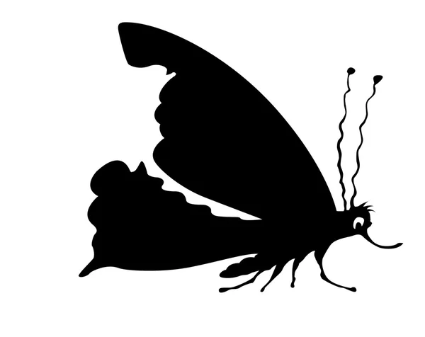 Vector silhouette butterfly on white background — Stock Vector
