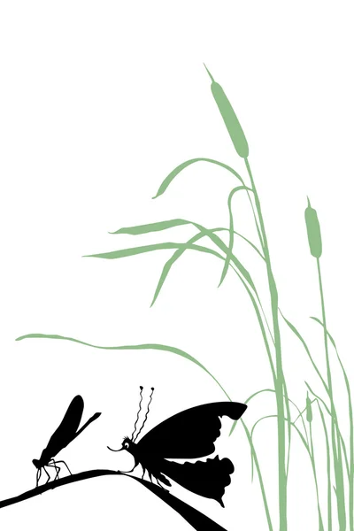 Insecte vecteur silhouette sur fond blanc — Image vectorielle