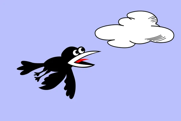 Vector silueta cuervos sobre fondo nublado — Archivo Imágenes Vectoriales