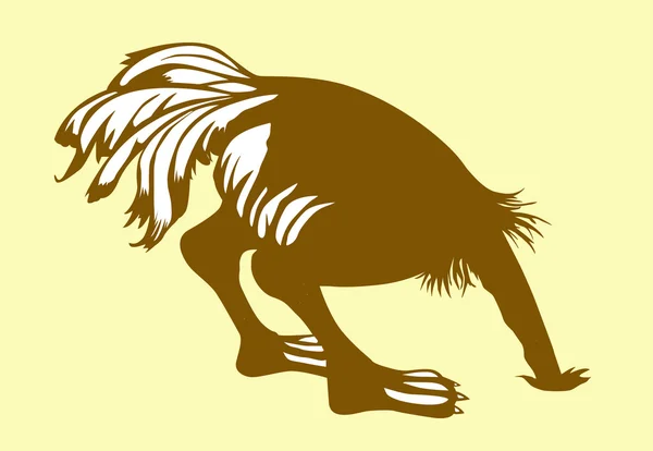 Vector silhouet struisvogel op gele achtergrond — Stockvector
