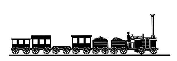 Vector old-time train on white background — Stock Vector