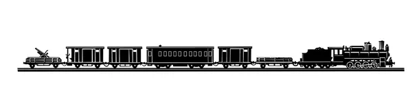 Vector silhouette of the old train on white background — Stock Vector