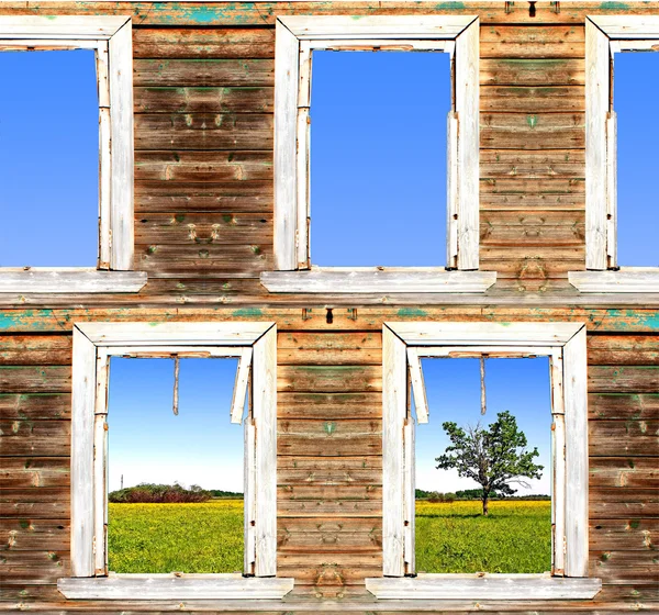 Pohled od starého okna. Abstrakt — Stock fotografie