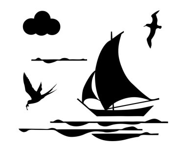 beyaz zemin üzerine siluet sailfish