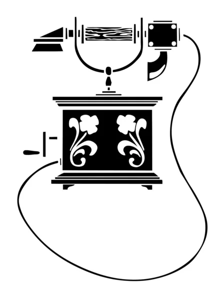 Silueta vectorial del viejo teléfono sobre fondo blanco — Vector de stock