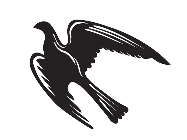 Silueta vectorial del ave voraz sobre fondo blanco — Vector de stock