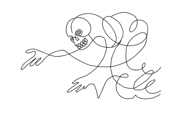 Векторный силуэт скелет на белом фоне — стоковый вектор