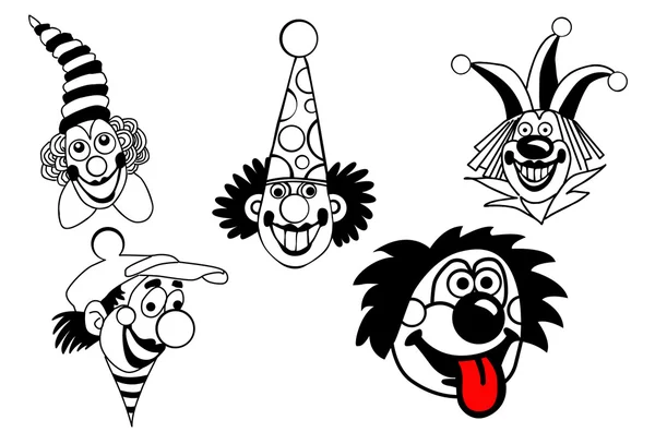 Ensemble vectoriel clown sur fond blanc — Image vectorielle