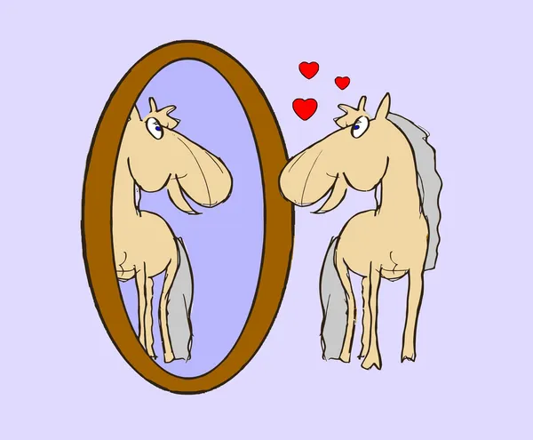 在镜子中的插图小马驹 — 图库矢量图片