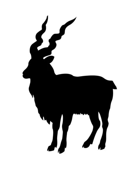 Vektorové siluetu hory koze na bílém pozadí — Stockový vektor