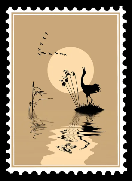 切手の鳥のベクトル シルエット — ストックベクタ