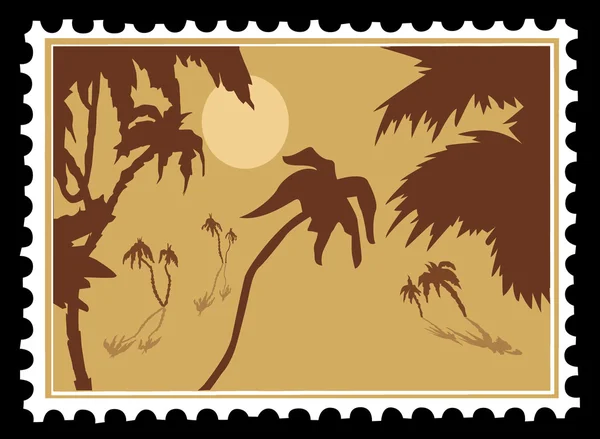 切手のベクトル熱帯の風景 — ストックベクタ