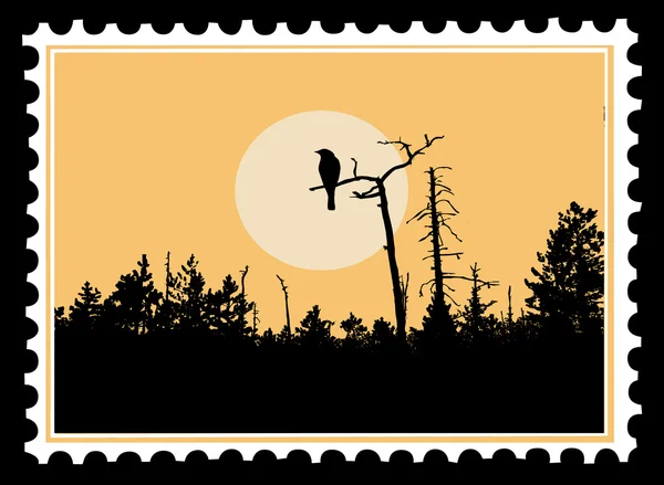 矢量剪影燕子在邮票上 — 图库矢量图片