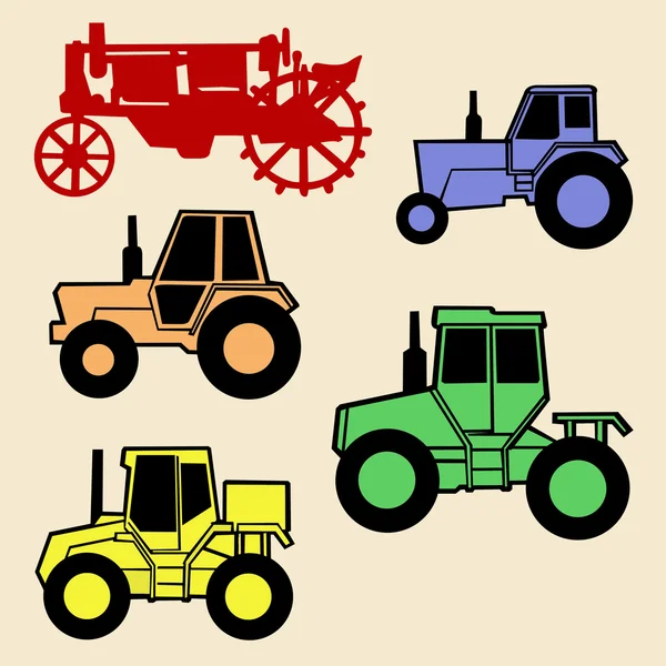 Vector tractor set on white background — Stock Vector