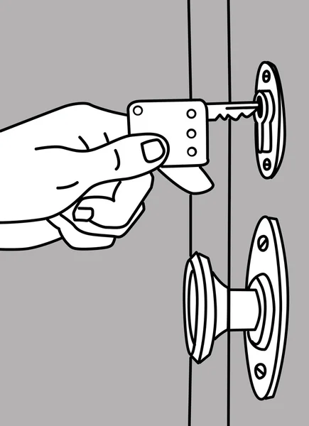 Vector silueta mano con llave sobre fondo blanco — Archivo Imágenes Vectoriales