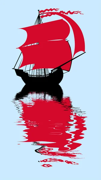 Illustrazione vettoriale del pesce vela con vela rossa — Vettoriale Stock