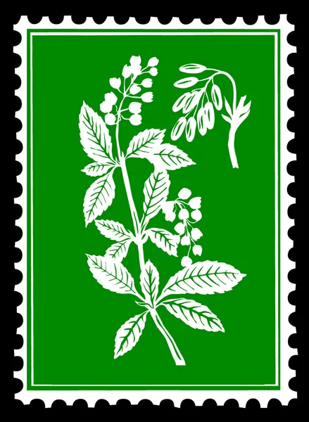Διάνυσμα σιλουέτα του φυτού στα γραμματόσημα — Διανυσματικό Αρχείο