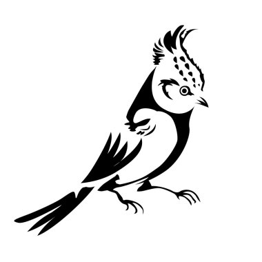 vector silhouette of the small bird on white background clipart