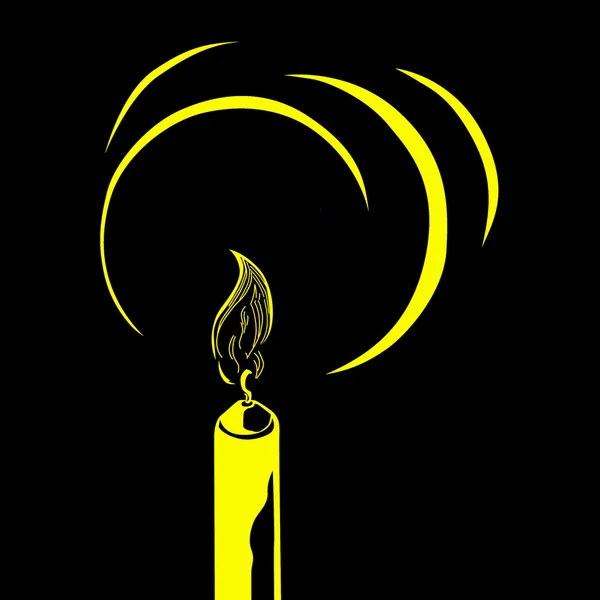 Silhouette vettoriale della candela su sfondo nero — Vettoriale Stock