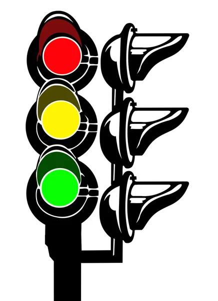 Silhueta vetorial do semáforo sobre fundo branco — Vetor de Stock