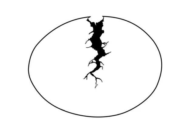 Vector silhouette egg with rift on white background — Stock Vector