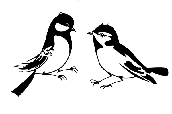 Sylwetka wektor małych ptaków na białym tle — Wektor stockowy