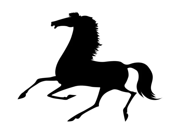 Векторный силуэт бегущей лошади на белом фоне — стоковый вектор