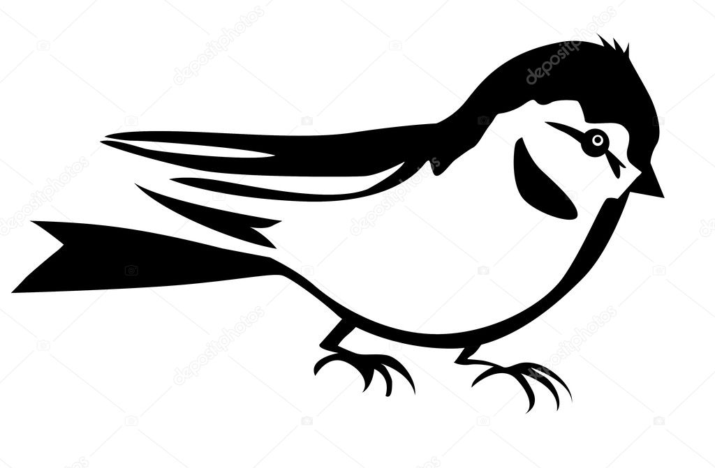 vector silhouette of the small bird on white background