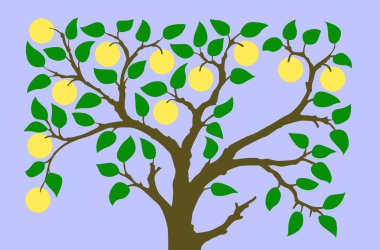 vector silhouette to aple trees on turn blue background clipart