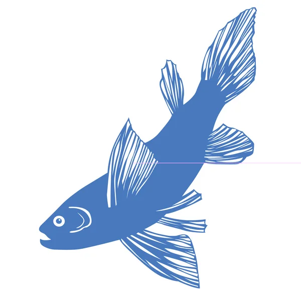 Silueta vectorial de peces sobre fondo blanco — Vector de stock