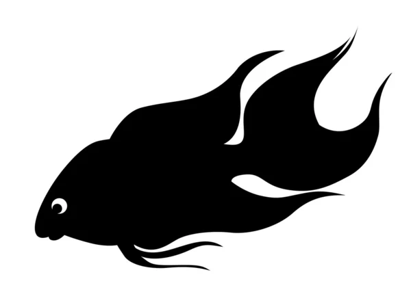 Vektorsilhouette von dekorativen Fischen auf weißem Hintergrund — Stockvektor
