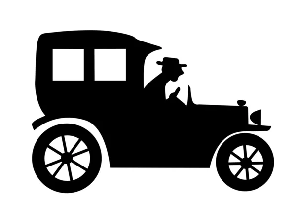 Silhouette vectorielle de la vieille voiture sur fond blanc — Image vectorielle