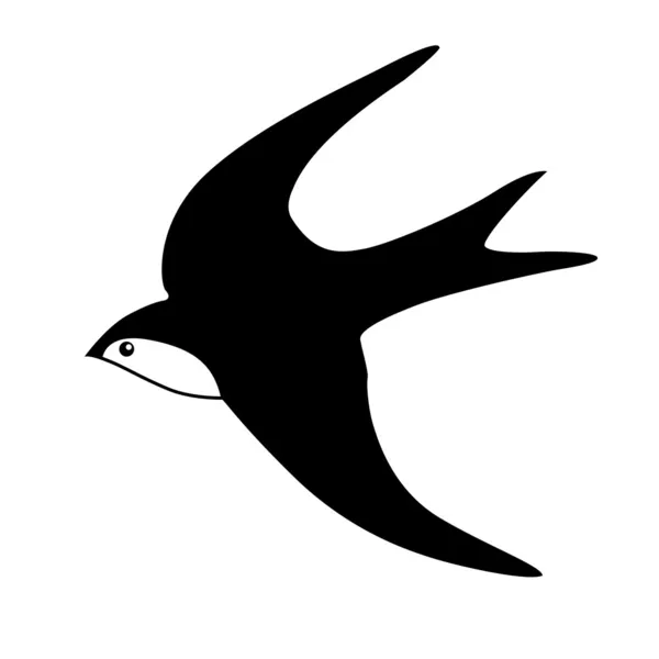 Vector silhouette of the swallow on white background — Stock Vector