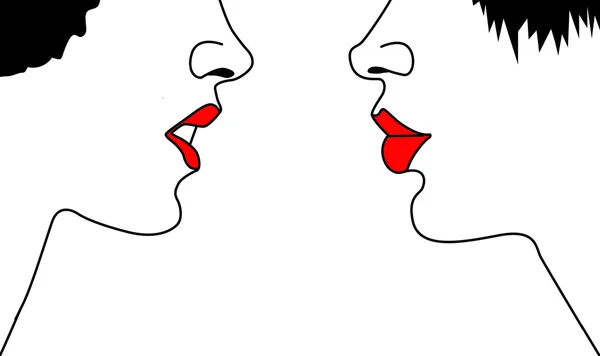 Vektorové siluetu dvou ženách na bílém pozadí — Stockový vektor