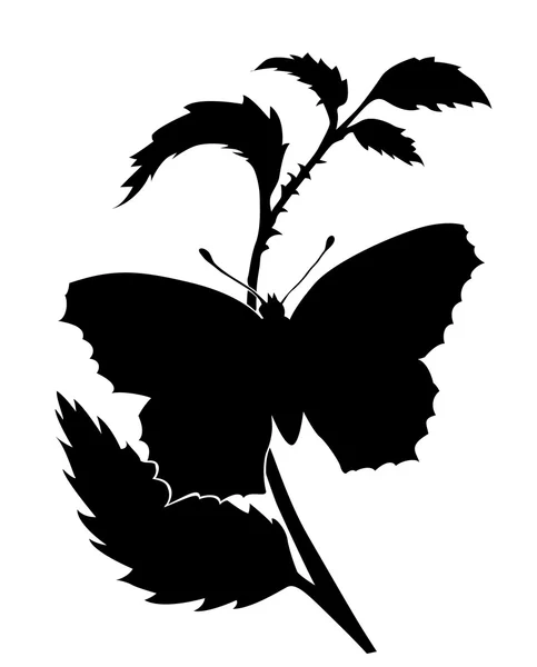 Silhouette vettoriale della farfalla su sfondo bianco — Vettoriale Stock