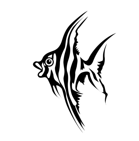 Silhouette vectorielle de poissons de mer sur fond blanc — Image vectorielle