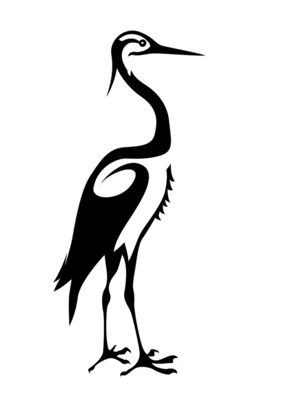Vector silhouette crane on white background — Stock Vector