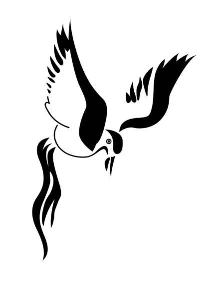 Silhouette vectorielle de l'oiseau sur fond blanc — Image vectorielle