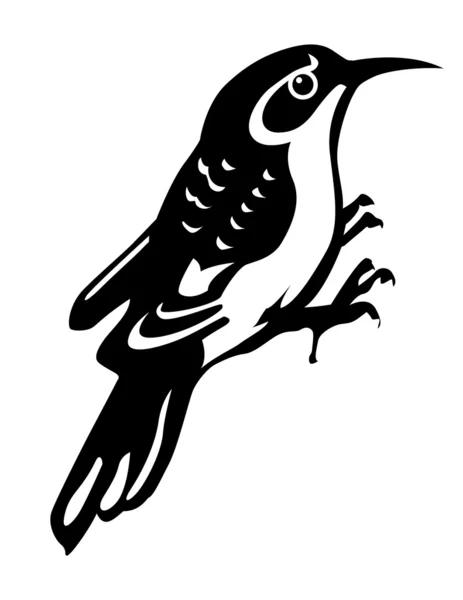 Vektorové siluetu dřeva ptáka na bílém pozadí — Stockový vektor