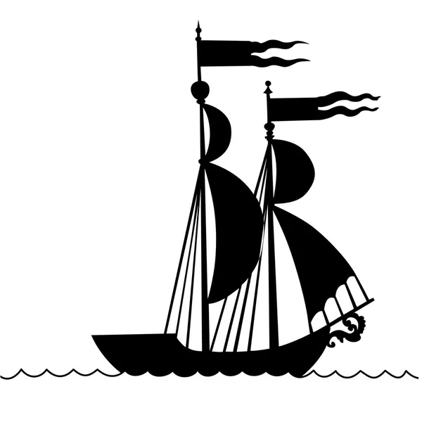 在白色背景上的老式护卫舰矢量插画 — 图库矢量图片