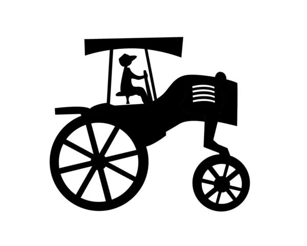 Vektorové siluetu starého traktoru, na bílém pozadí — Stockový vektor