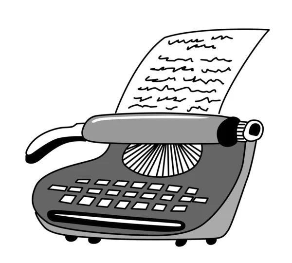 Disegno vettoriale della macchina da scrivere stampata su sfondo bianco — Vettoriale Stock