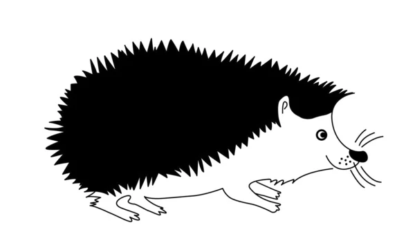 Vector silhouette hedgehog on white background — Stock Vector