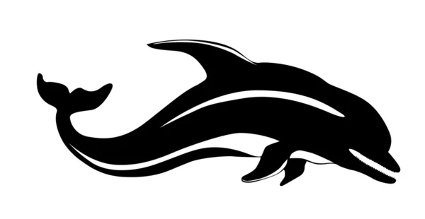 Vector silhouet dolfijn op witte achtergrond — Stockvector