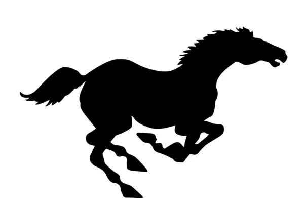 Vektor silhuett häst på vit bakgrund — Stock vektor