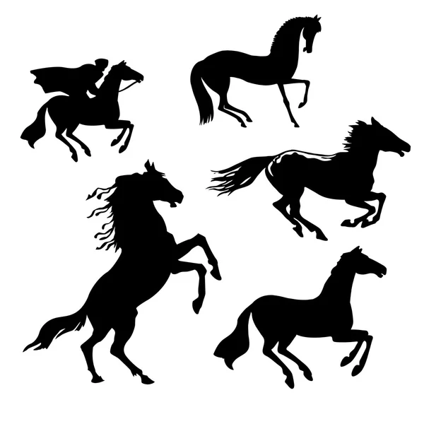 Insieme vettoriale dei cavalli su sfondo bianco — Vettoriale Stock