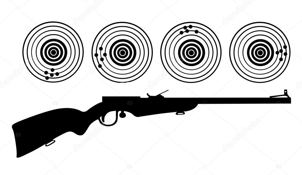 vector silhouette of the rifle on white background