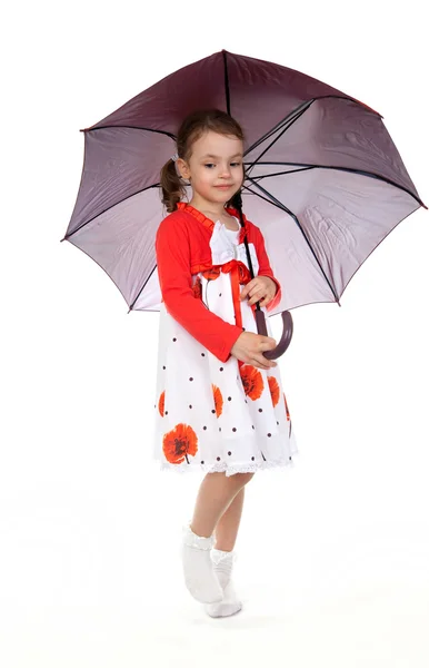 Tajemná dívka pod deštník. — Stock fotografie