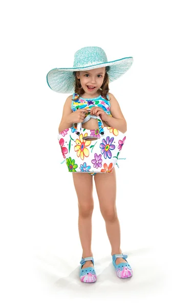 Liten flicka i en Strandklänning. — Stockfoto